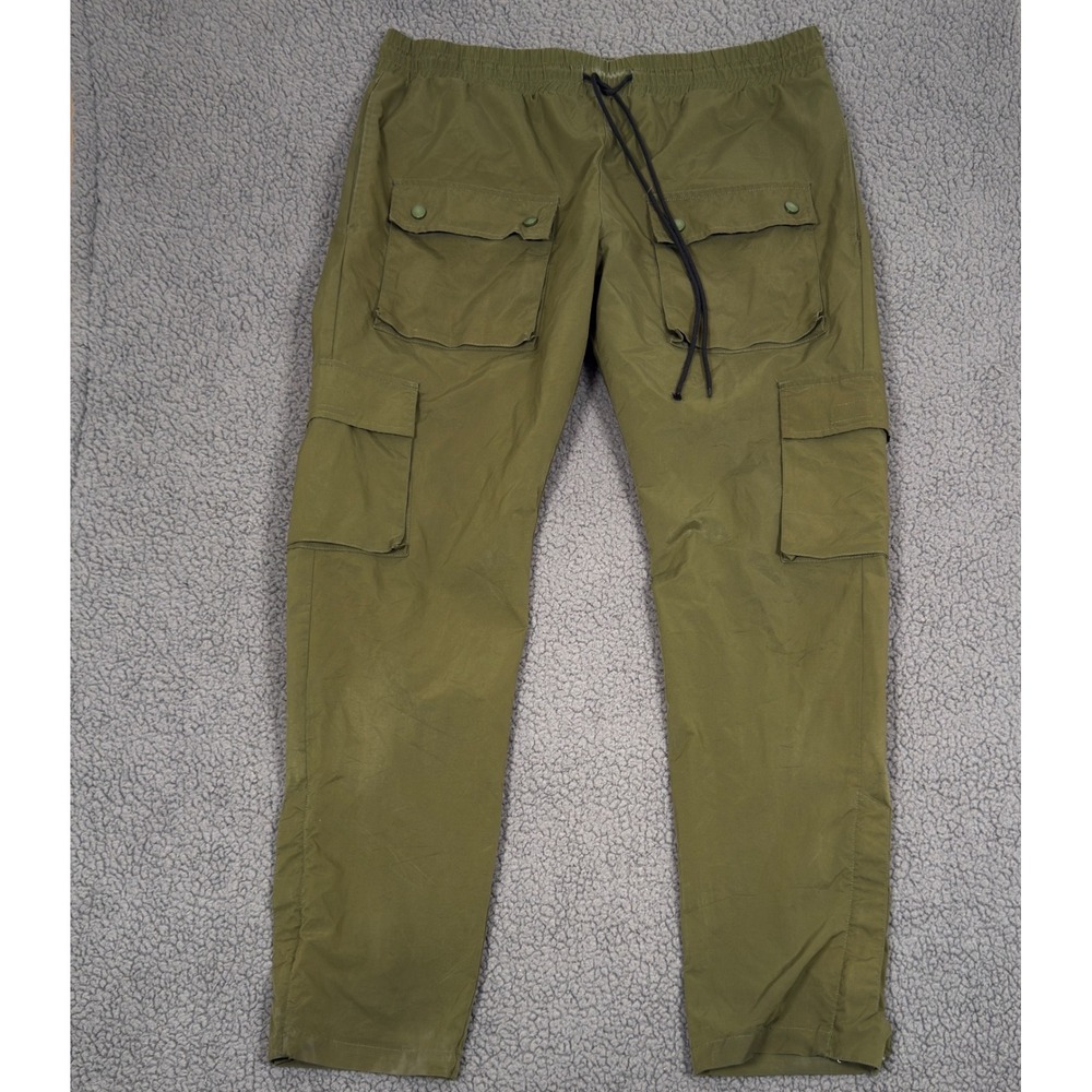 EPTM Cargo Pants Tech Utility Olive Green Tapered Zipper Ankle 2XL 38 Drawstring